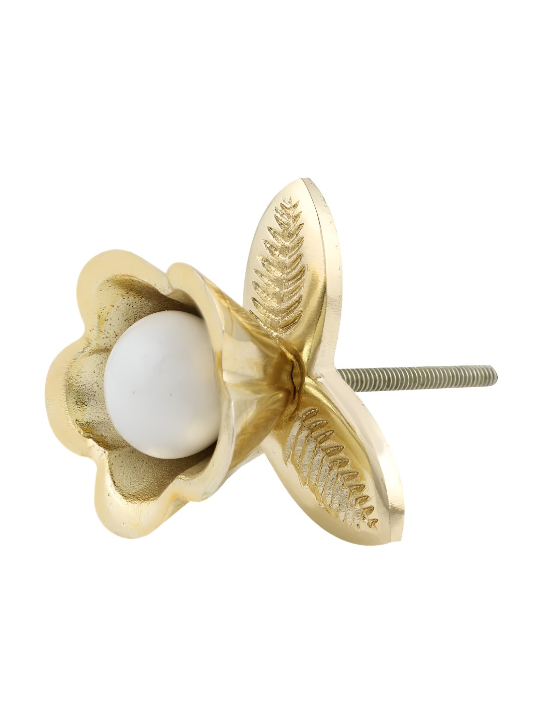 

Indianshelf White Floral Iron & Ceramic Cabinet Knob, Gold