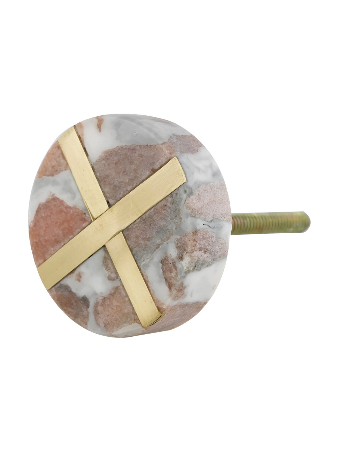 

Indianshelf Brown & Beige Marble Brass Plated Cabinet Knob