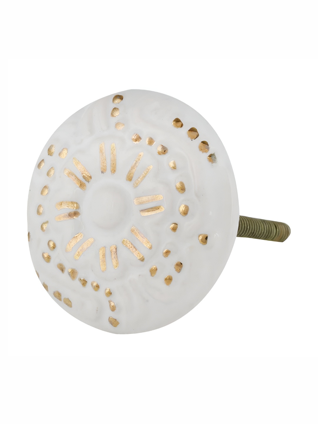 

Indianshelf White & Beige Floral Printed Cabinet Knob
