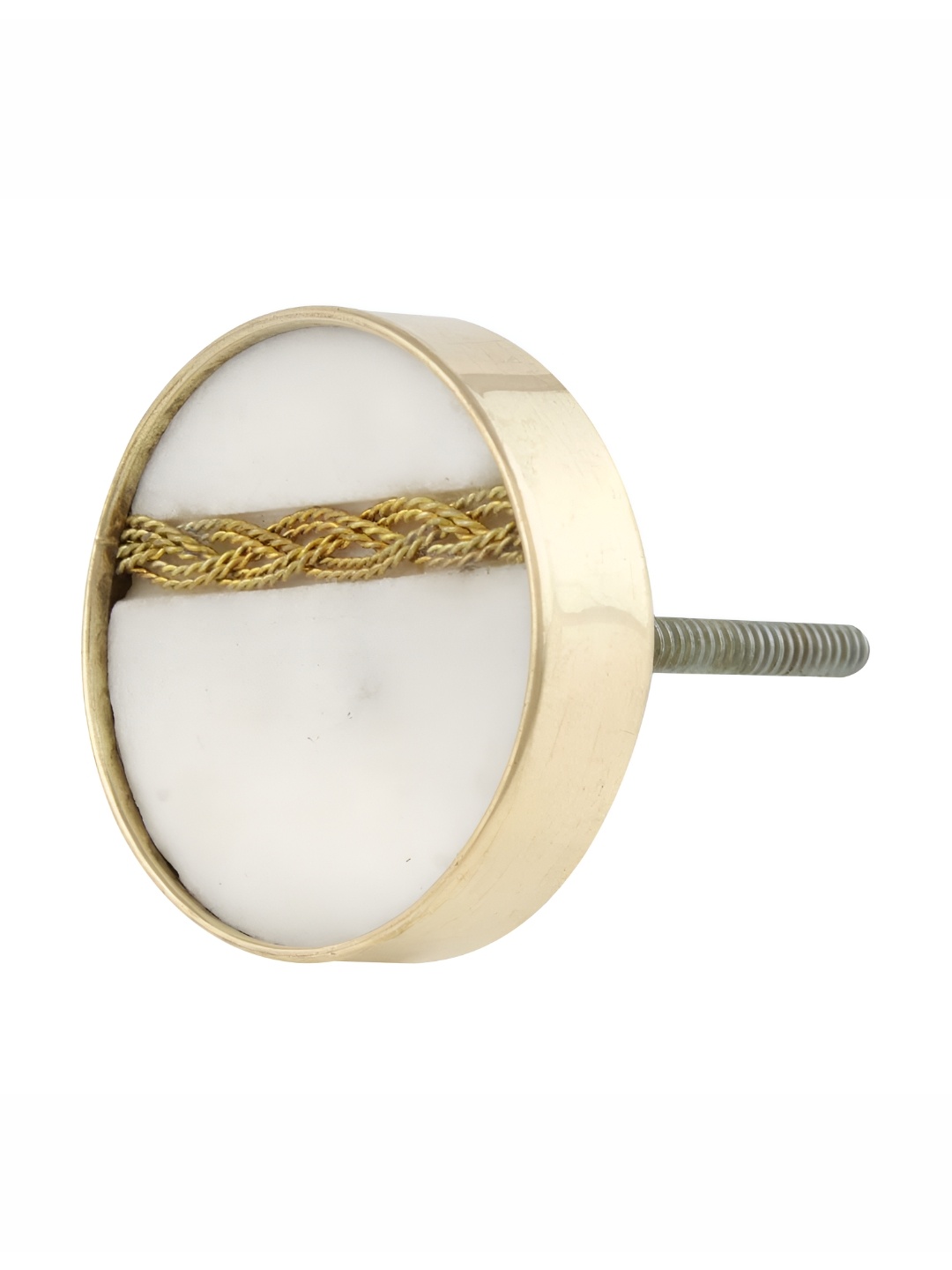 

Indianshelf White & Brown Makrana Marble Brass Back Plate Dresser Knob