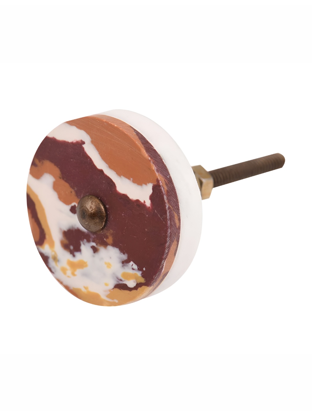 

Indianshelf Maroon & Beige Textured Round Cabinet knob, Brown