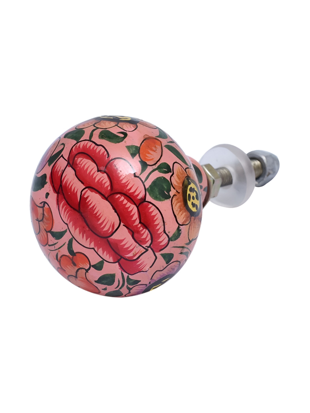

Indianshelf Pink & Green Floral Wooden Thick & Rust-free Cabinet Knob