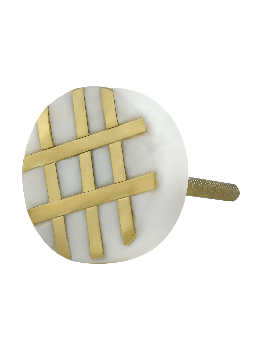 

Indianshelf White & Beige Striped Round Cabinet knob