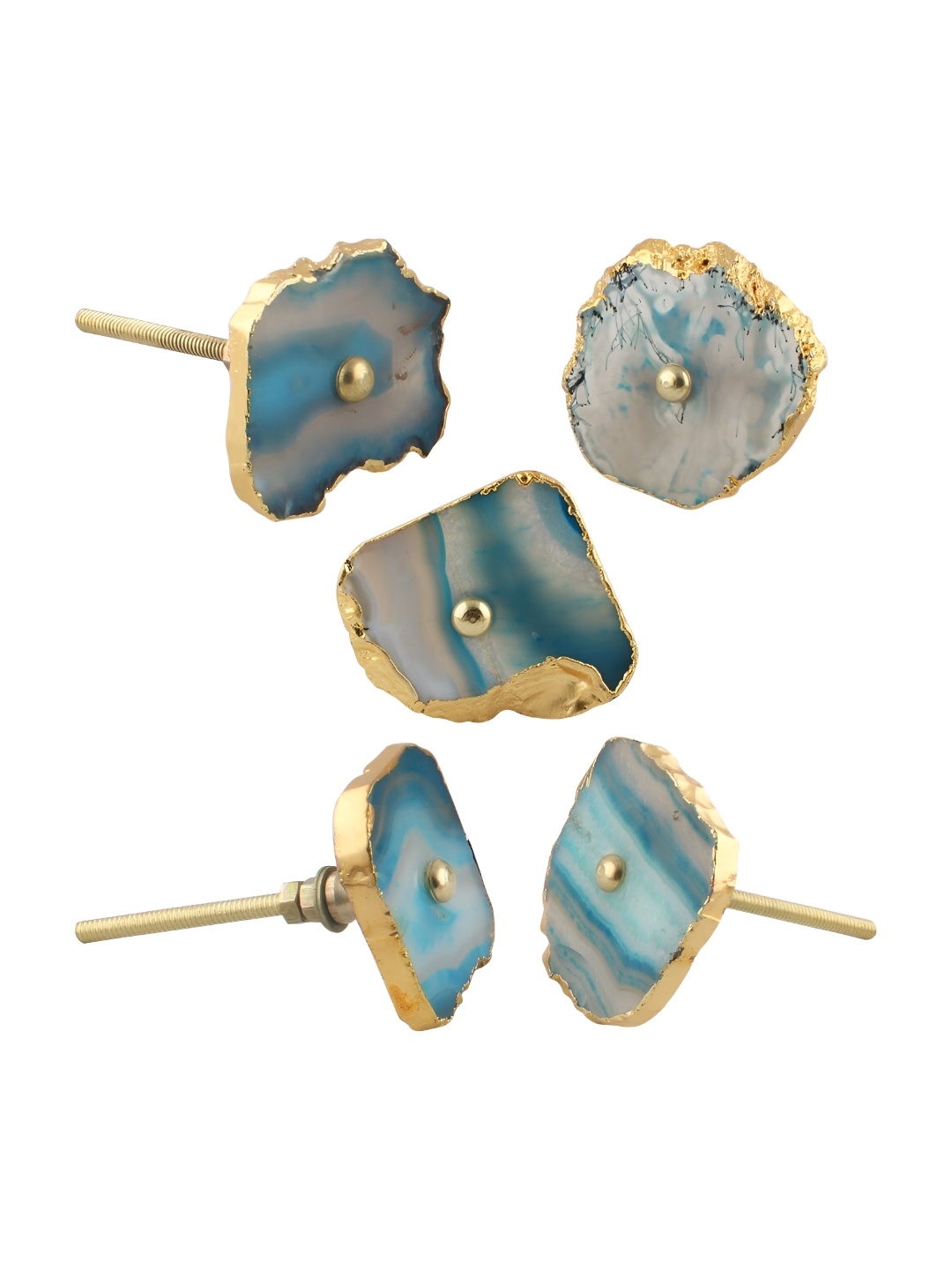 

Indianshelf Turquoise Blue & Beige Agate Stone Cabinet Knobs