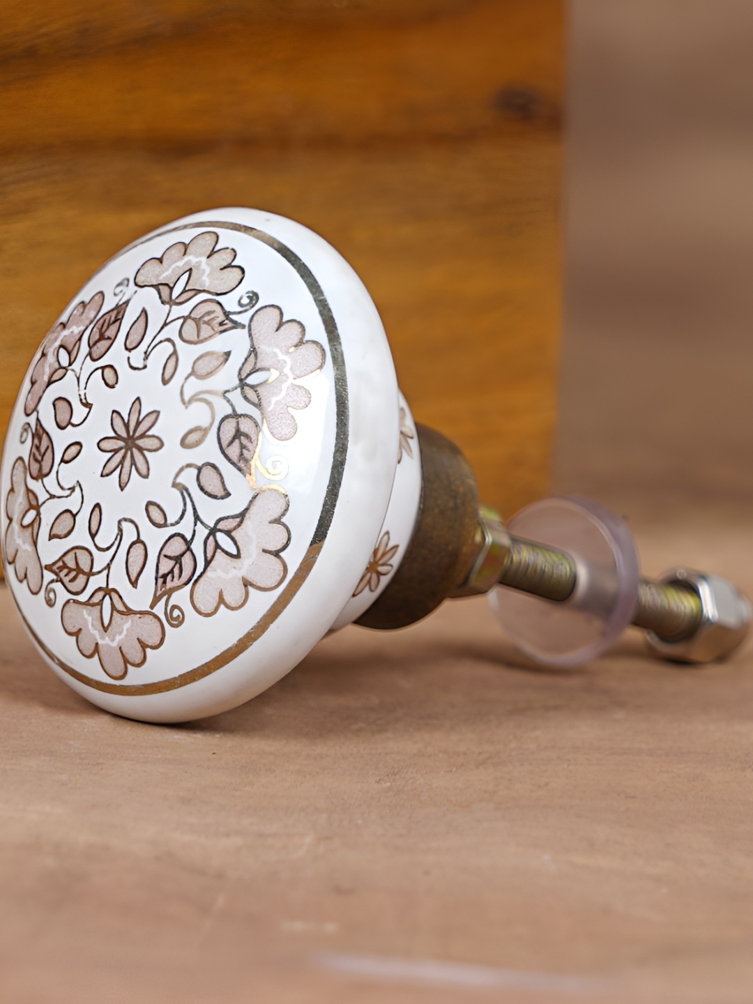 

Indianshelf Pink & White Floral Printed Cabinet Knobs