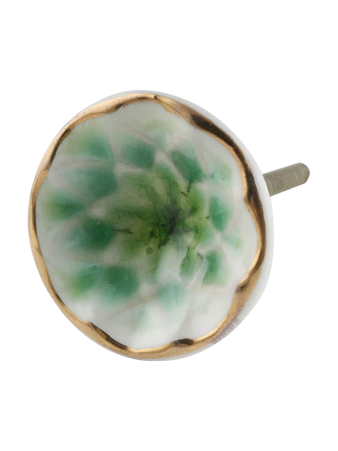 

Indianshelf Sea Green & Beige Printed Ceramic Cabinet Knob