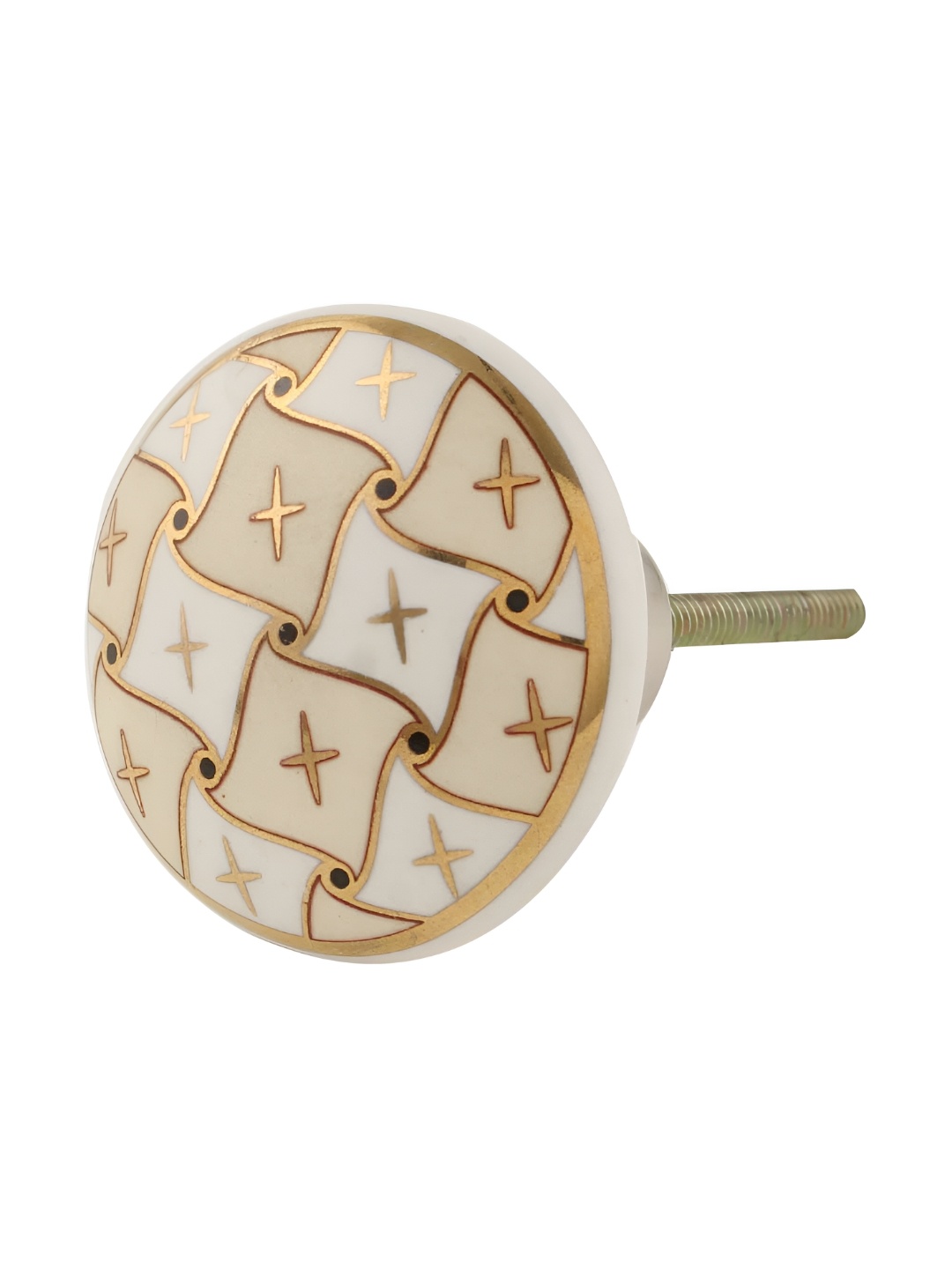 

Indianshelf Cream & White Checkerboard Iron Cabinet Knob
