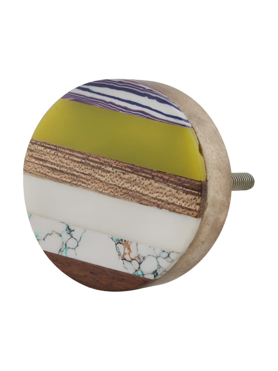 

Indianshelf White & Green Printed Round Wooden Cabinet Knob