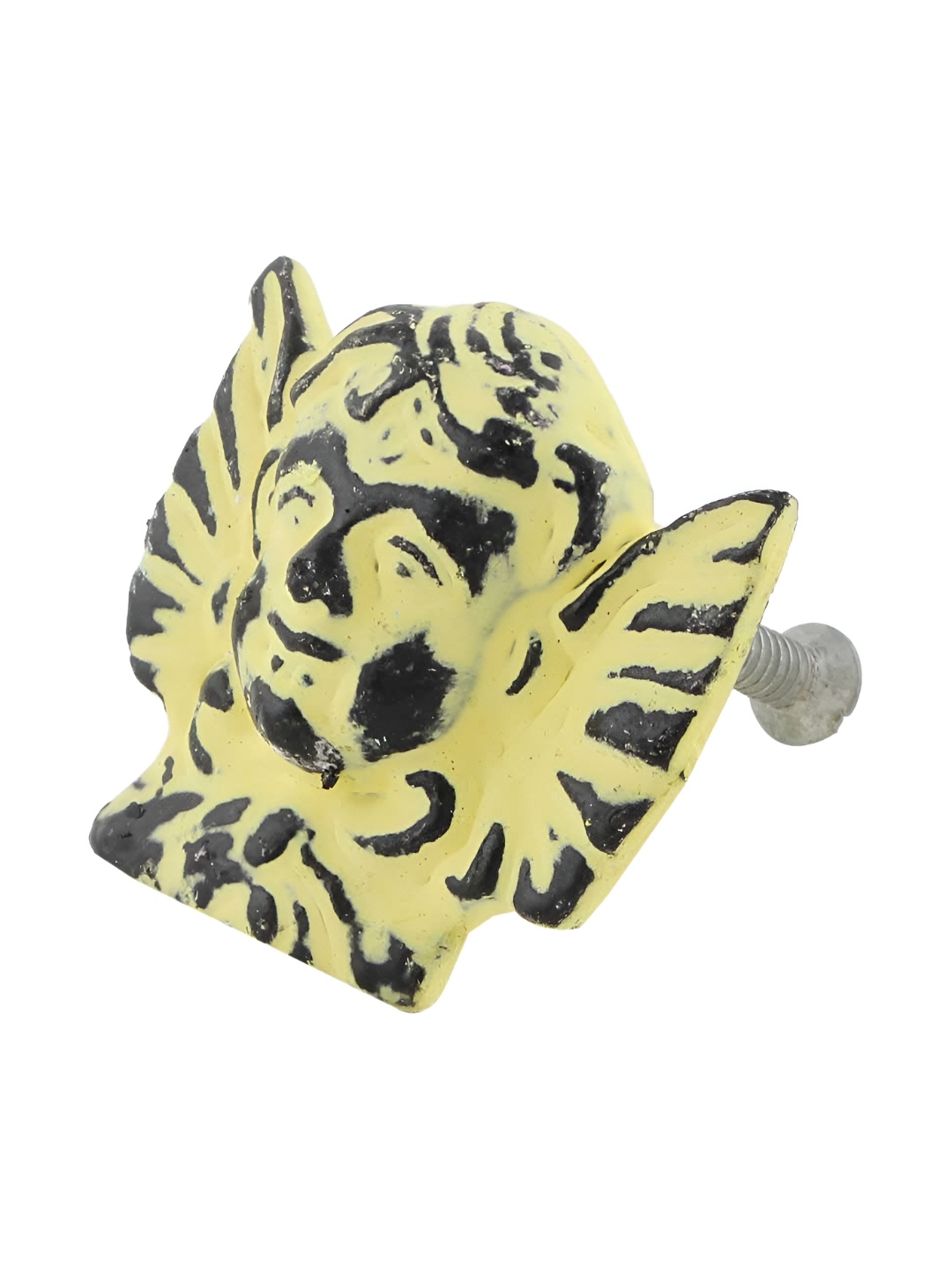 

Indianshelf Yellow & Black Angel Distressed Iron Cabinet Knob