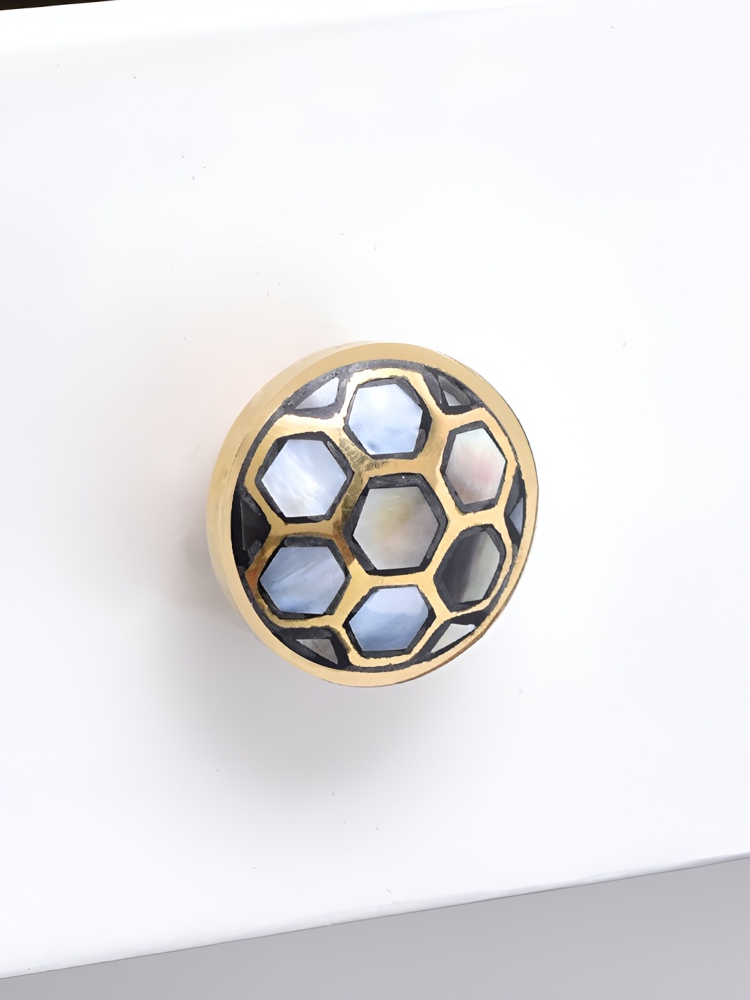 

Indianshelf Gold Toned & Blue Brass Metal Thick & Rust-free Drawer Knob