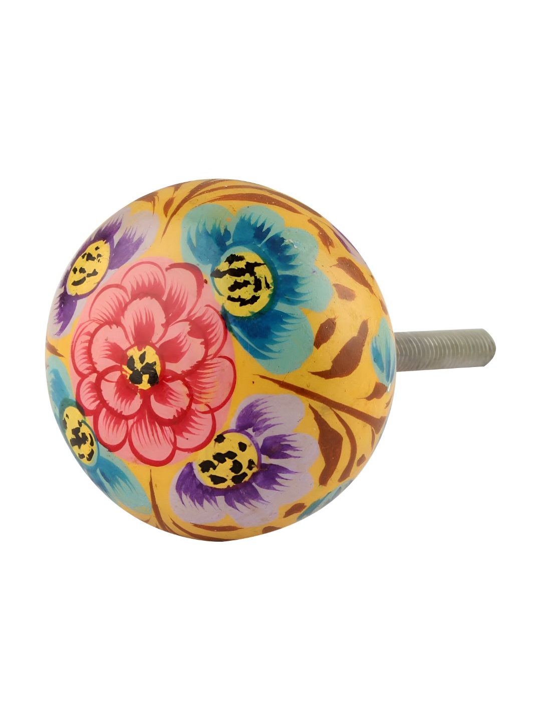 

Indianshelf Yellow & Red Floral Thick & Rust-free Wooden Knob