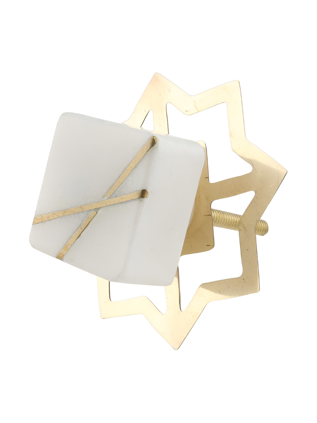 

Indianshelf White Square Marble Cross Thick & Rust-free Dresser Knob