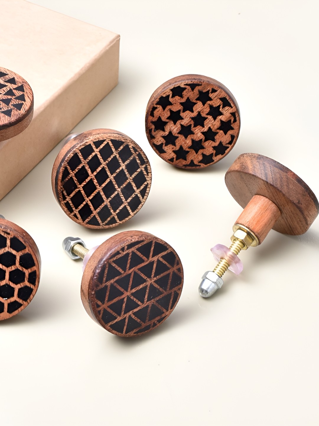 

Indianshelf Black & Brown Wooden Thick & Rust-free Cupboard Knob