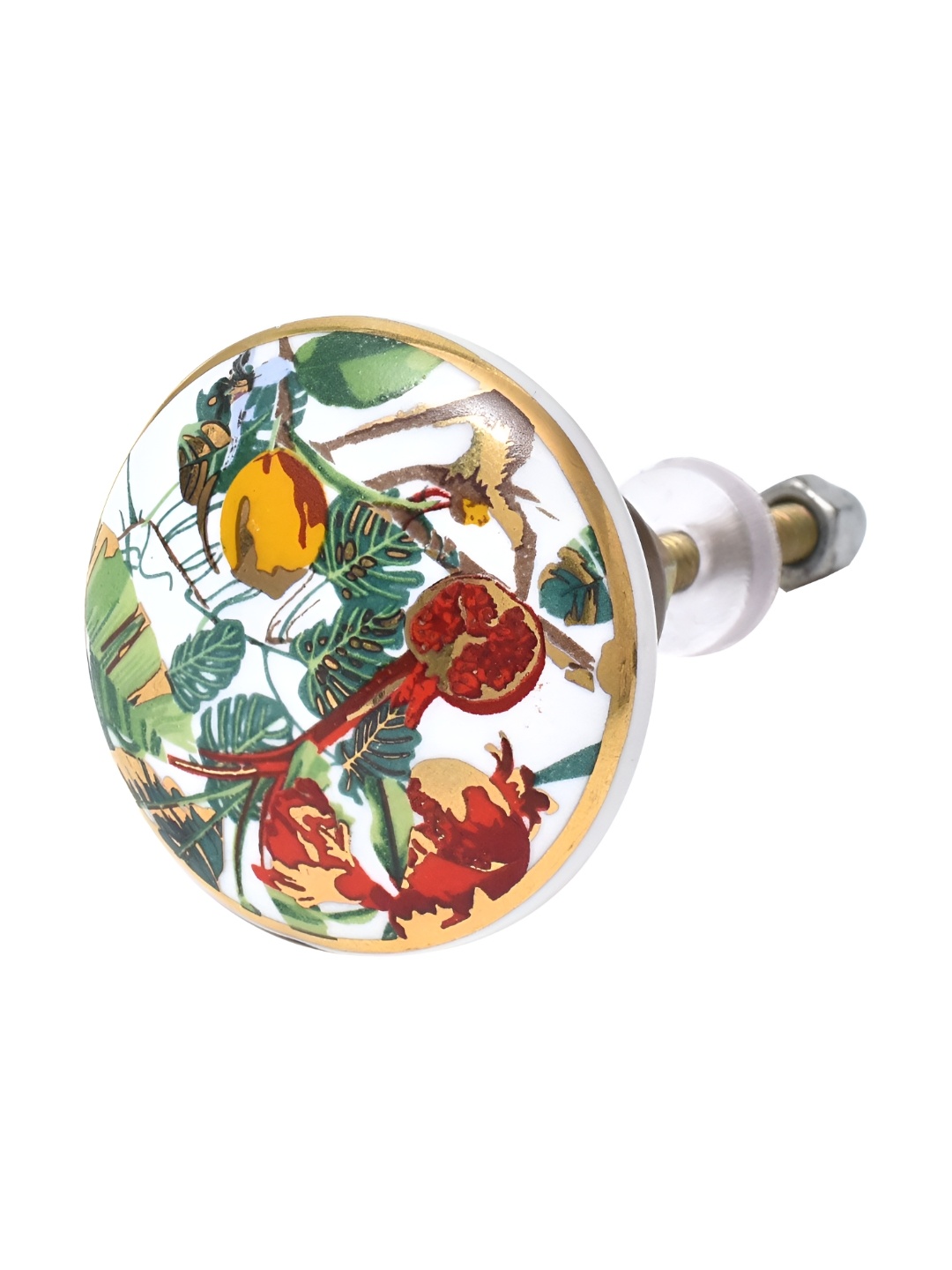 

Indianshelf White & Red Tropical Fruits Designed Ceramic Cabinet Knob