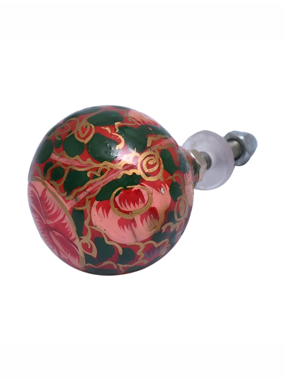 

Indianshelf Green & Pink Floral Wooden Thick & Rust Free Cabinet Knob