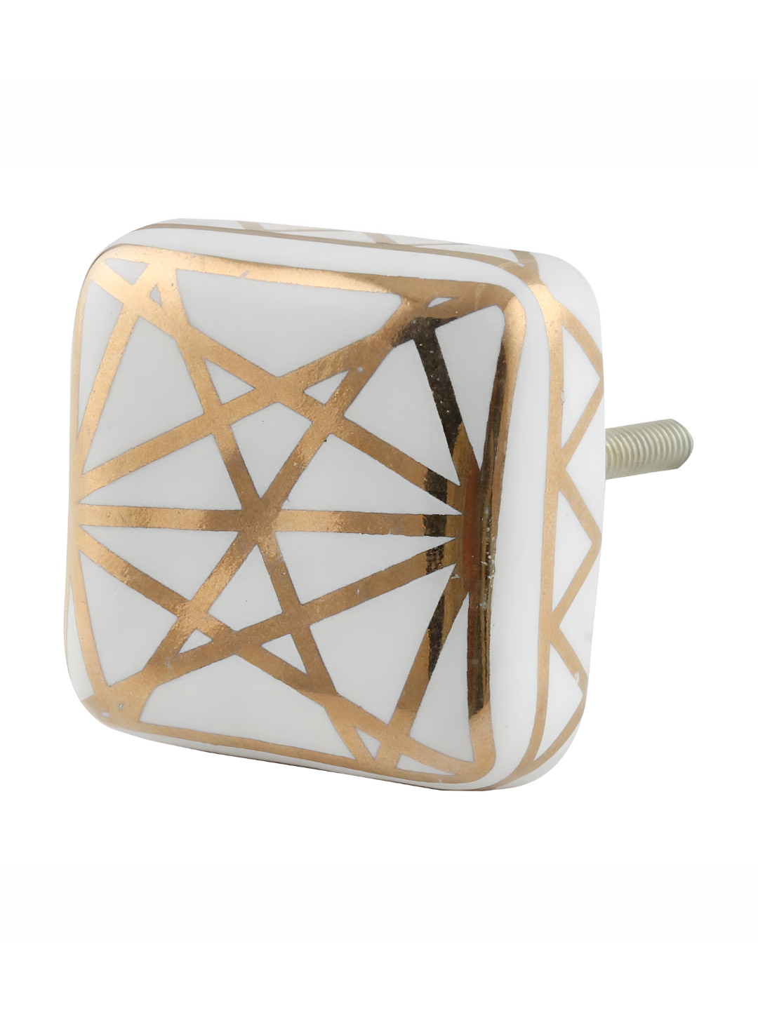 

Indianshelf White Printed Square-shaped Ceramic Knob