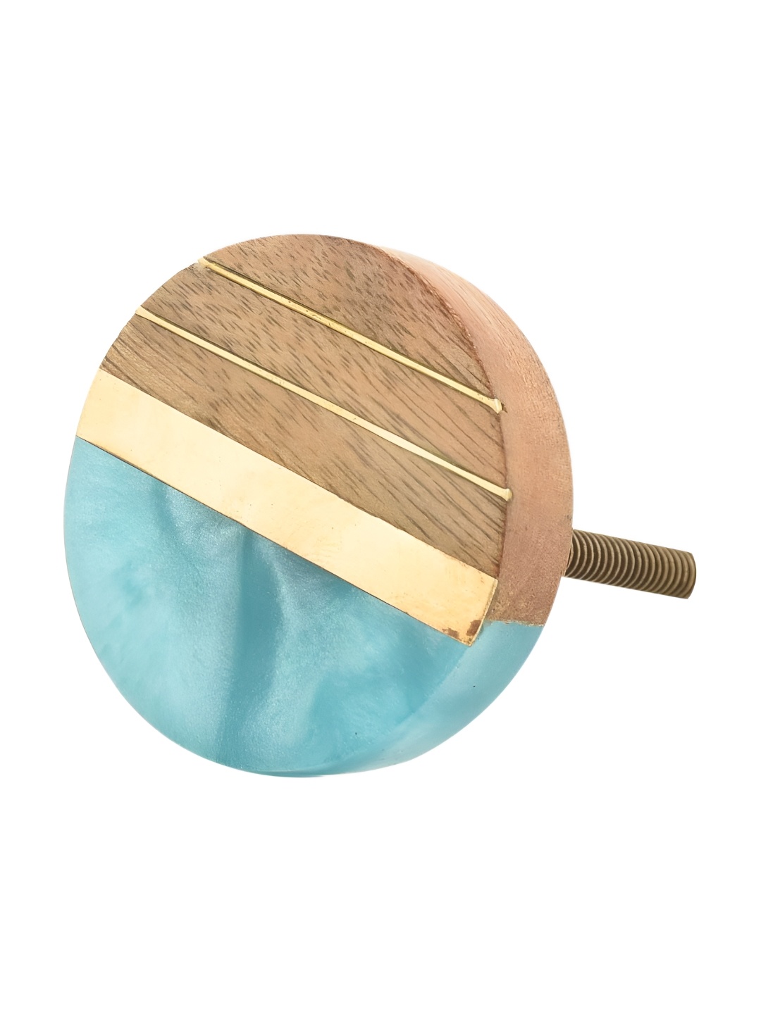 

Indianshelf Sea Green & Brown Wooden Resin Round Dresser Knob