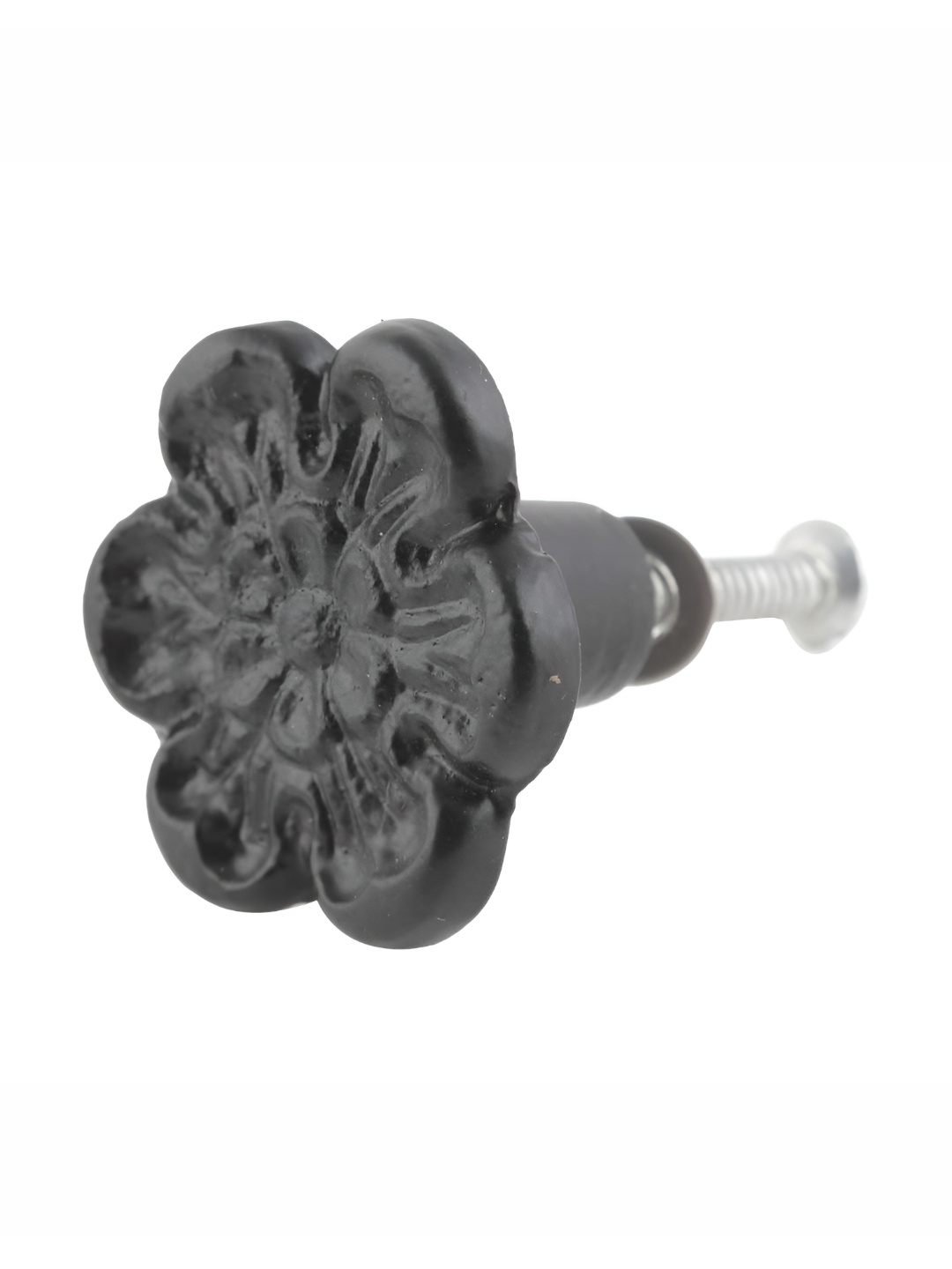 

Indianshelf Black Floral Printed Iron Cabinet Knob