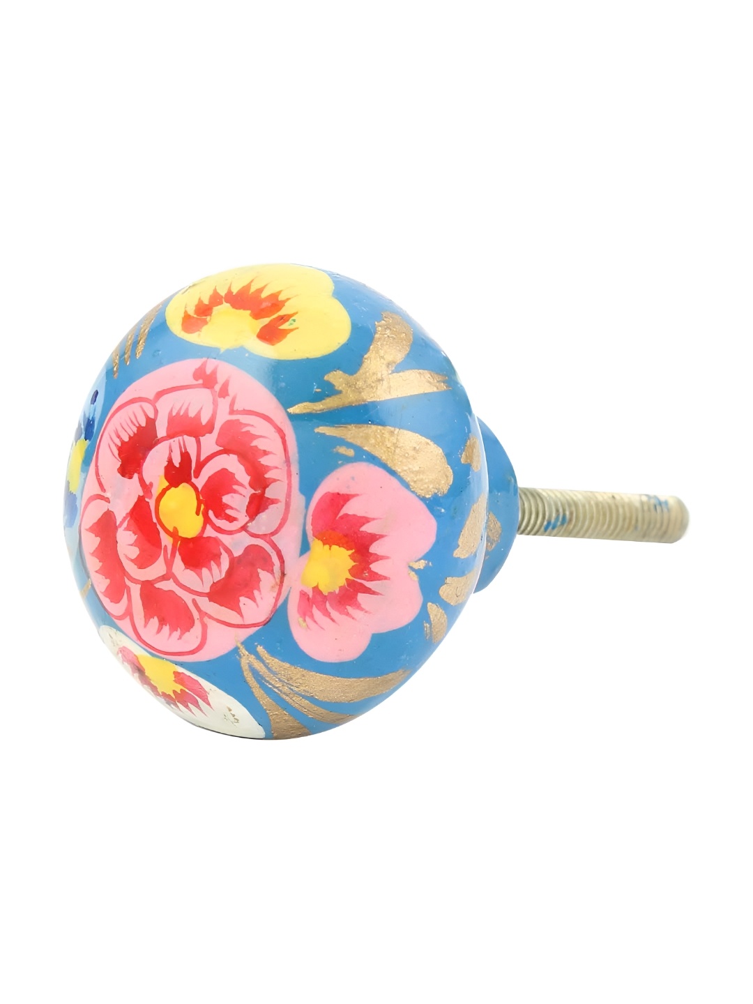 

Indianshelf Blue & Pink Floral Designed Wooden Cabinet Knob