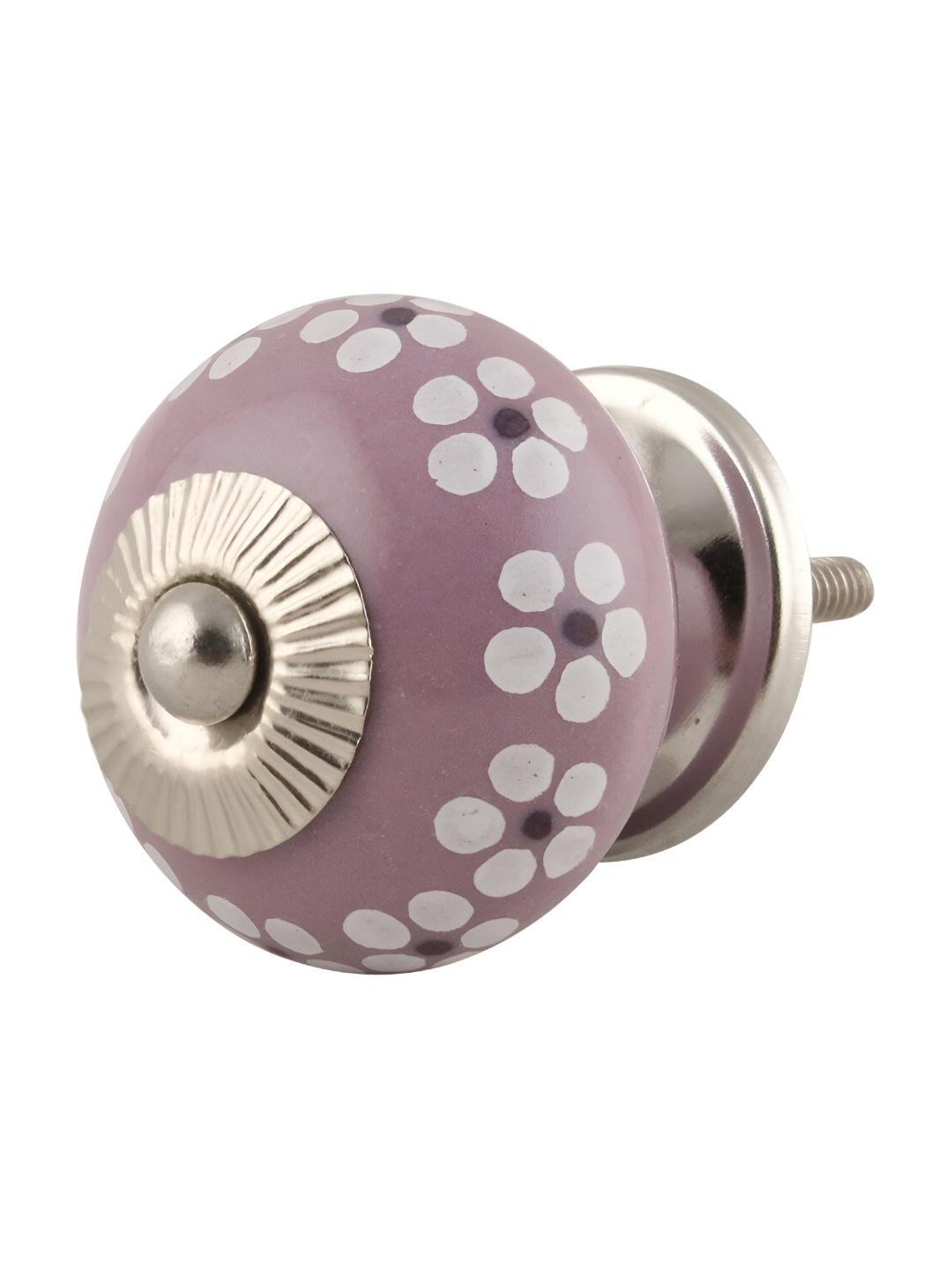 

Indianshelf Purple & White Floral Round Ceramic Cabinet Knob
