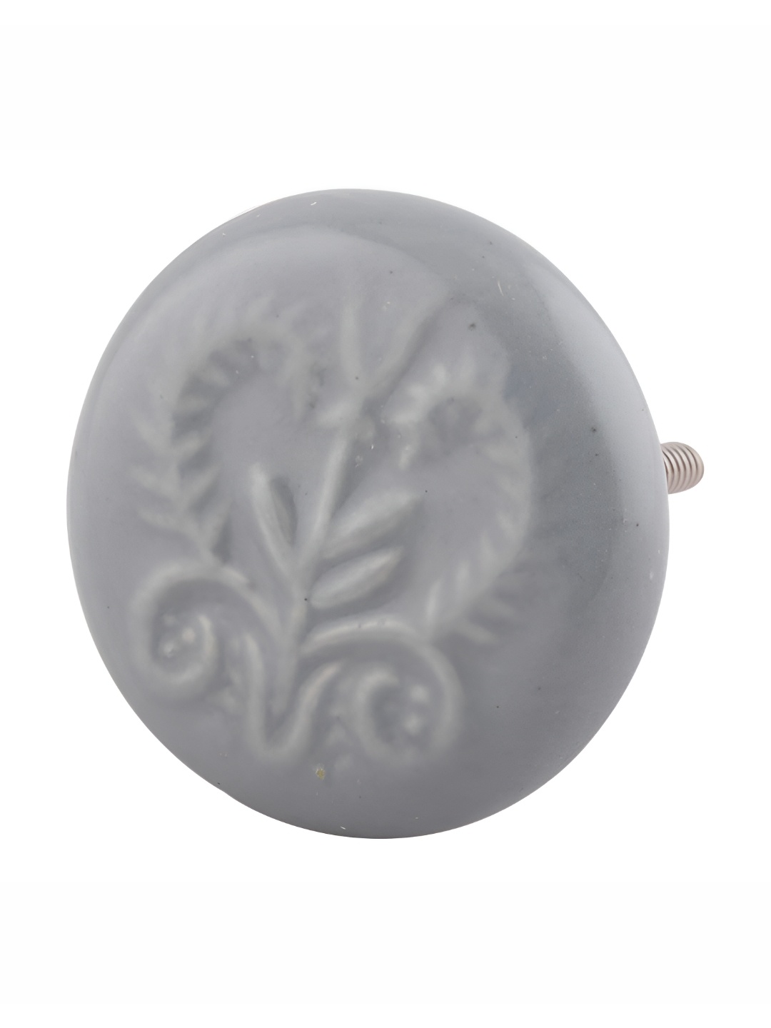 

Indianshelf Grey Leaf Patterned Ceramic Flat Cabinet Knob