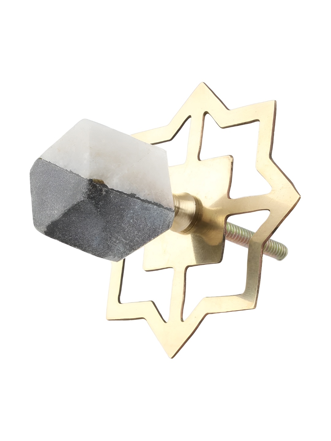 

Indianshelf Grey & Beige Hexagon Stone Cabinet Knobs
