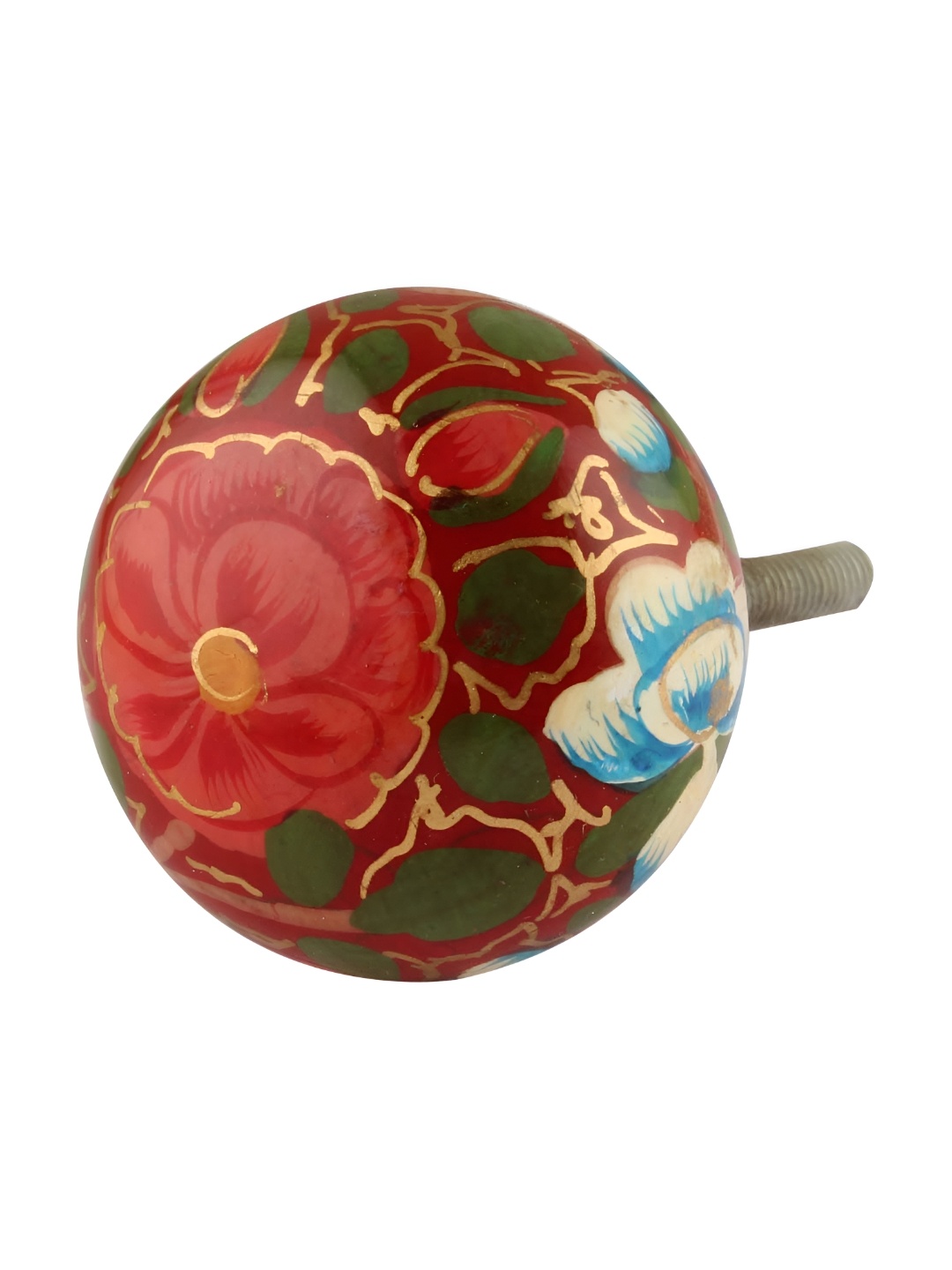 

Indianshelf Red & Green Floral Designer Wooden Knob