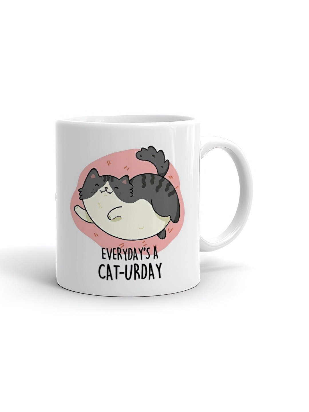 

Khakee White & Grey Printed Glossy Microwave Safe Mugs 325 ml