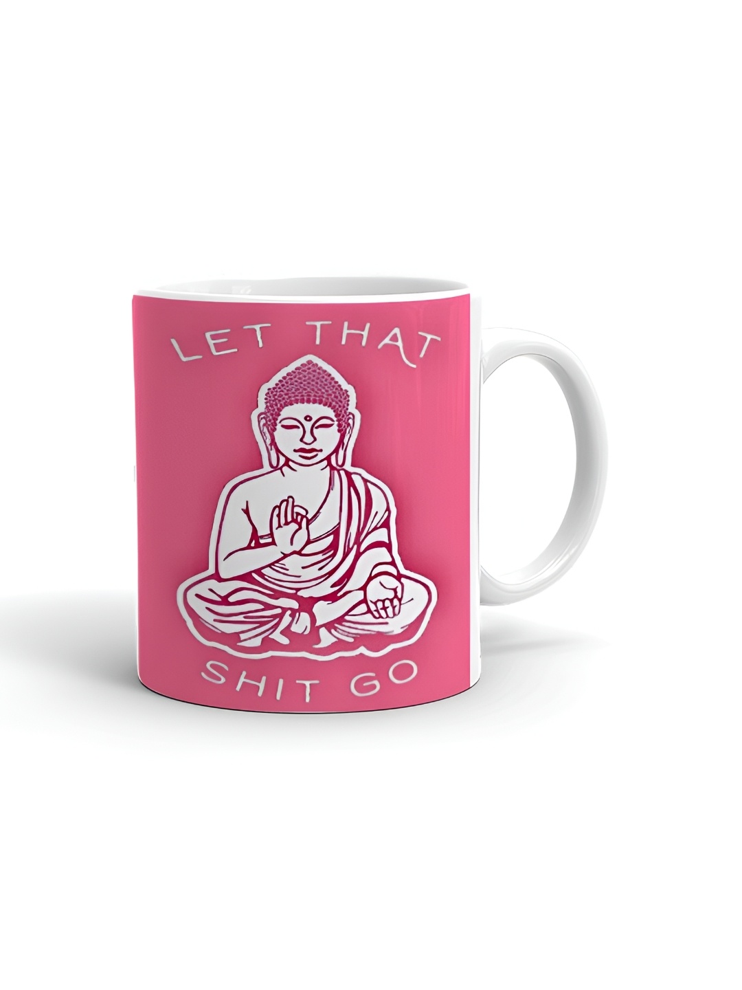 

Khakee White & Pink Printed Glossy Microwave Safe Mugs 325 ml