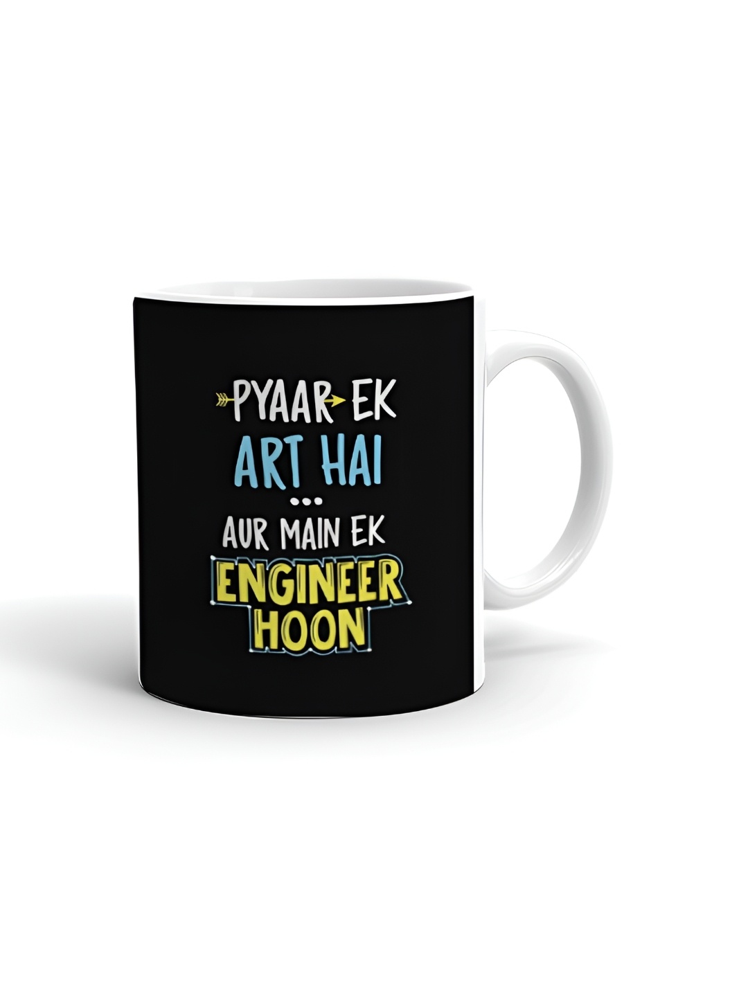 

Khakee White & Blue Text or Slogans Printed Glossy Microwave Safe Mugs 325 ml