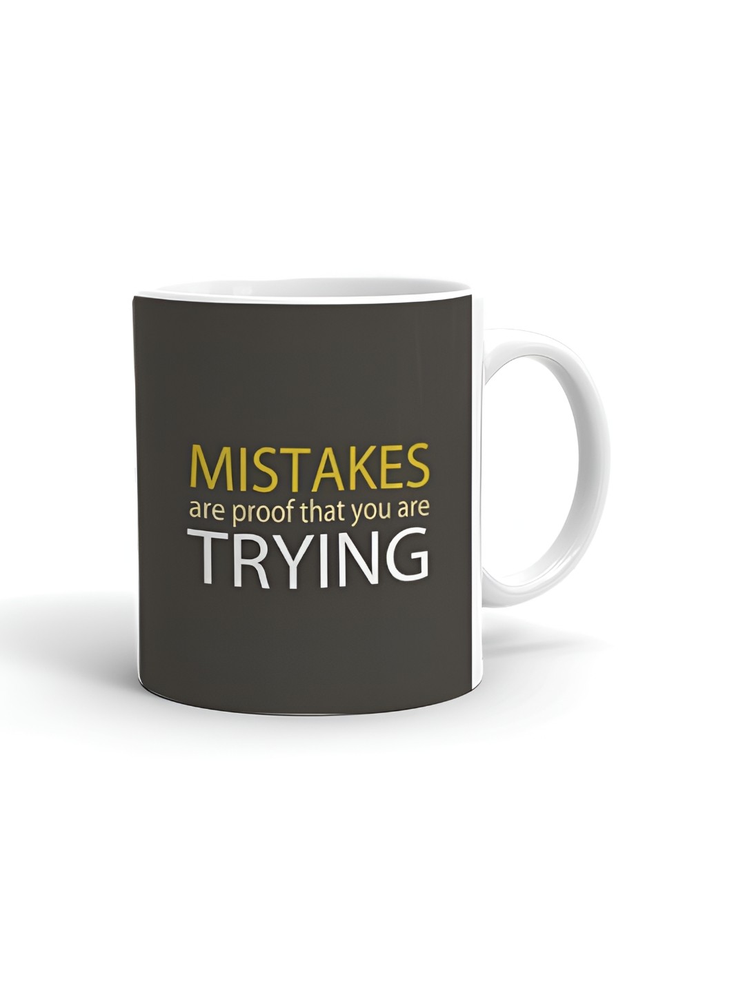 

Khakee White & Brown Text or Slogans Printed Glossy Microwave Safe Mugs 325 ml