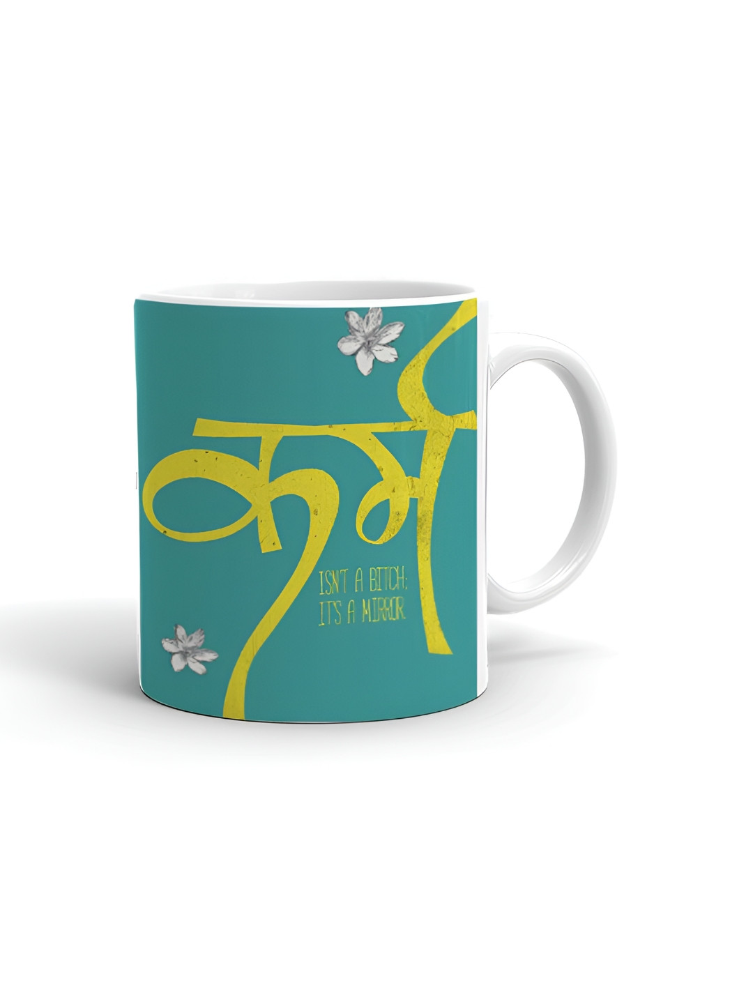 

Khakee White & Green Text or Slogans Printed Glossy Microwave Safe Mugs 325 ml