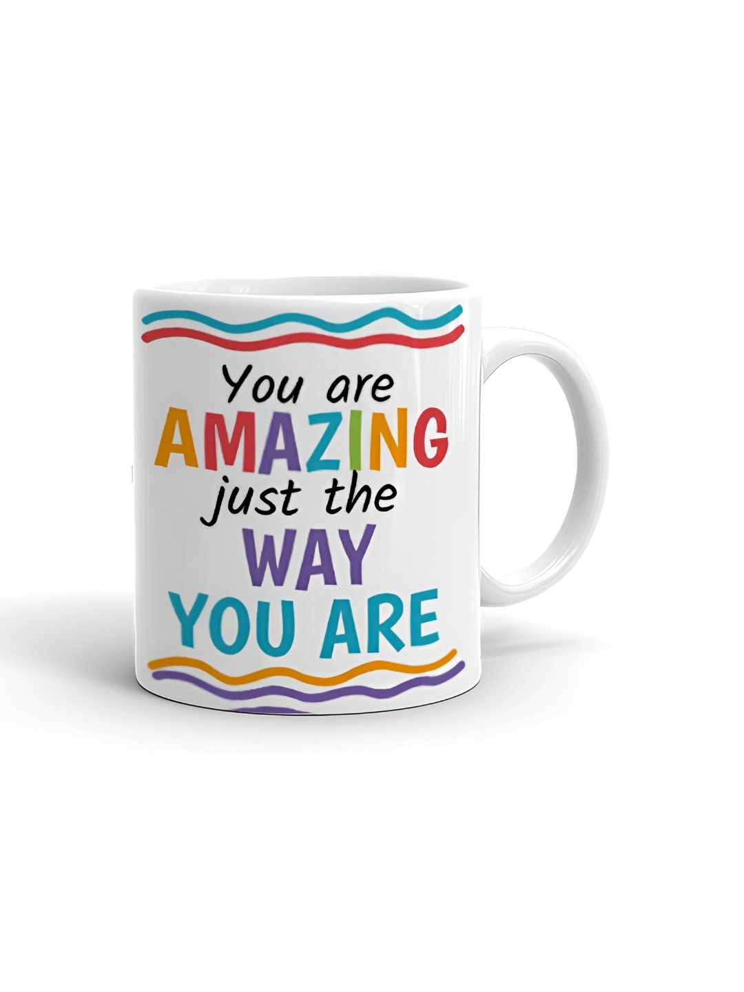 

Khakee White & Blue Text or Slogans Printed Glossy Microwave Safe Mugs 325 ml