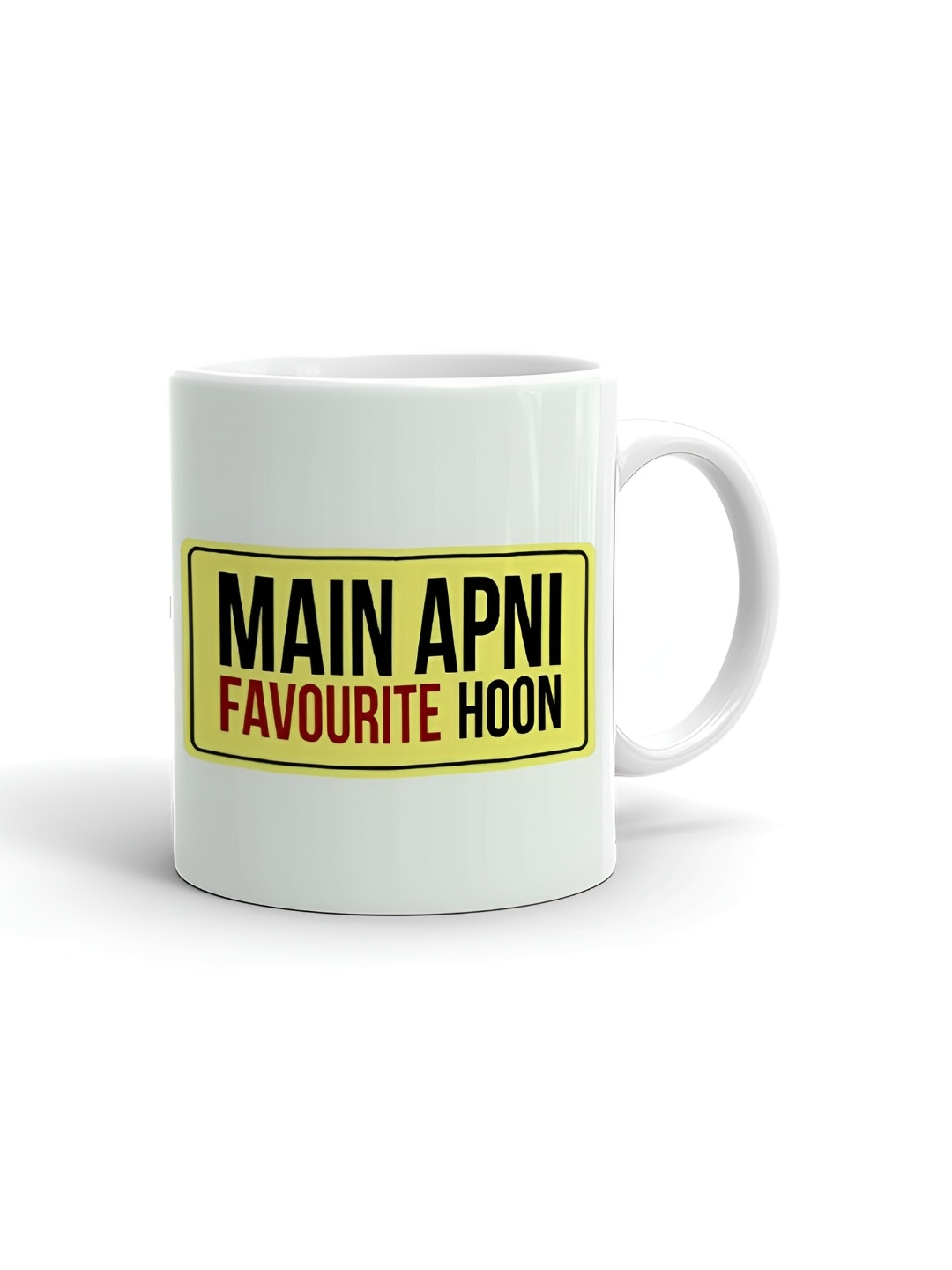 

Khakee White & Yellow Printed Ceramic Glossy Mugs 325 ml