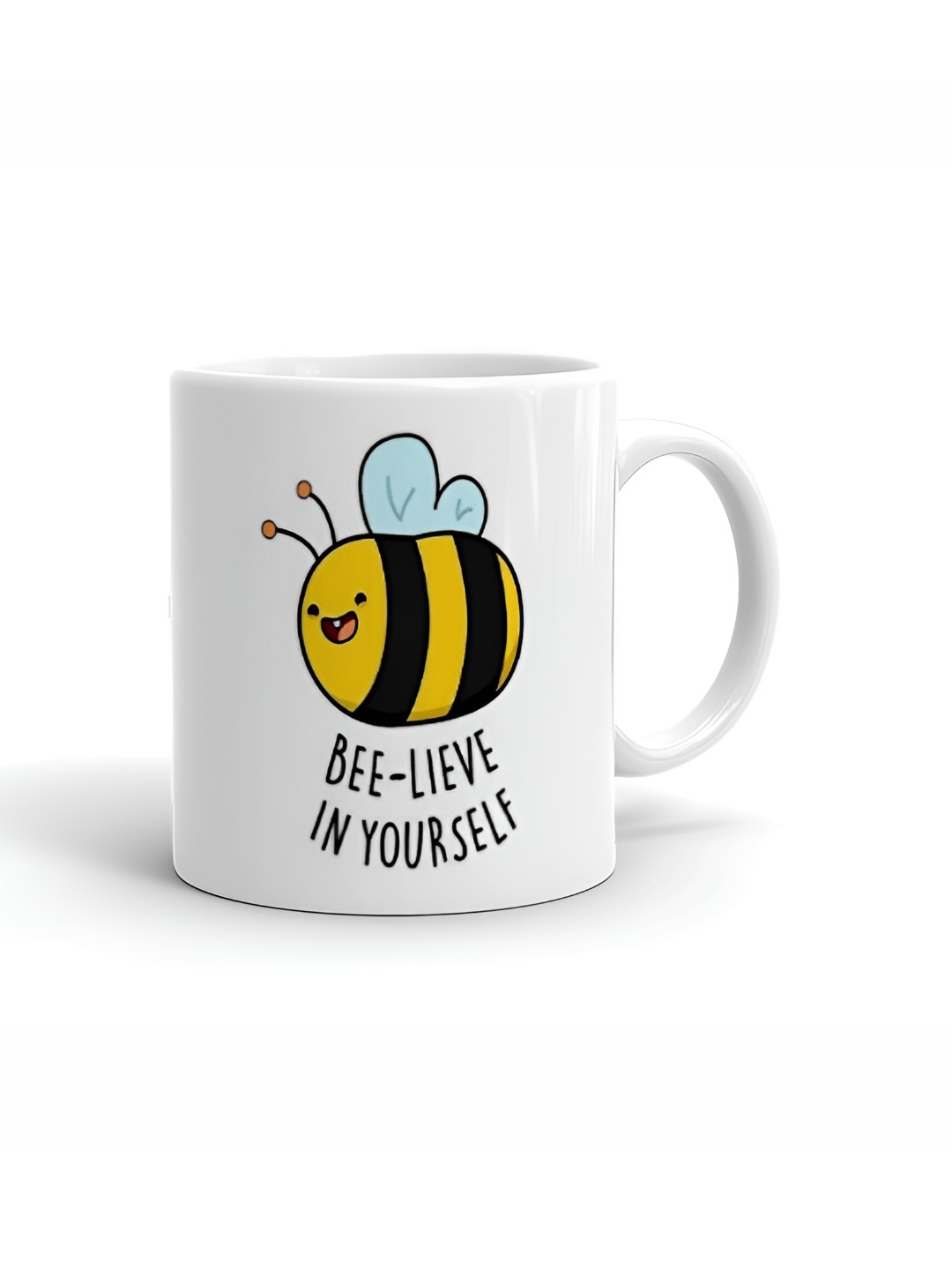 

Khakee White & Yellow Text or Slogans Printed Glossy Microwave Safe Mugs 325 ml