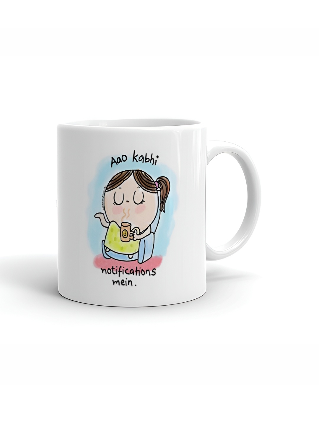 

Khakee White & Blue Printed Ceramic Glossy Mugs 325 ml
