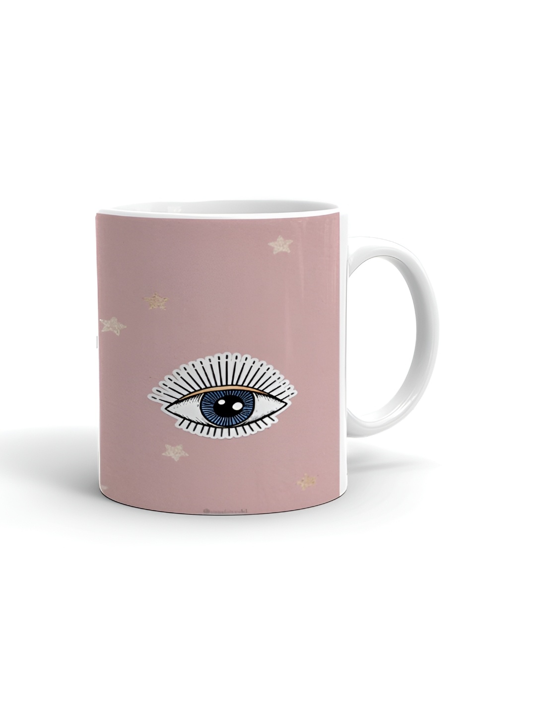 

Khakee White & Pink Printed Glossy Microwave Safe Mugs 325 ml