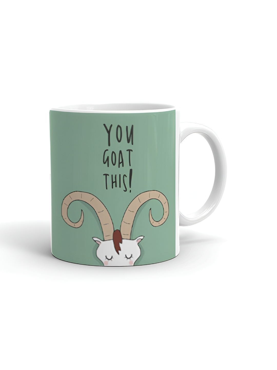 

Khakee White & Green Printed Ceramic Glossy Mugs 325 ml