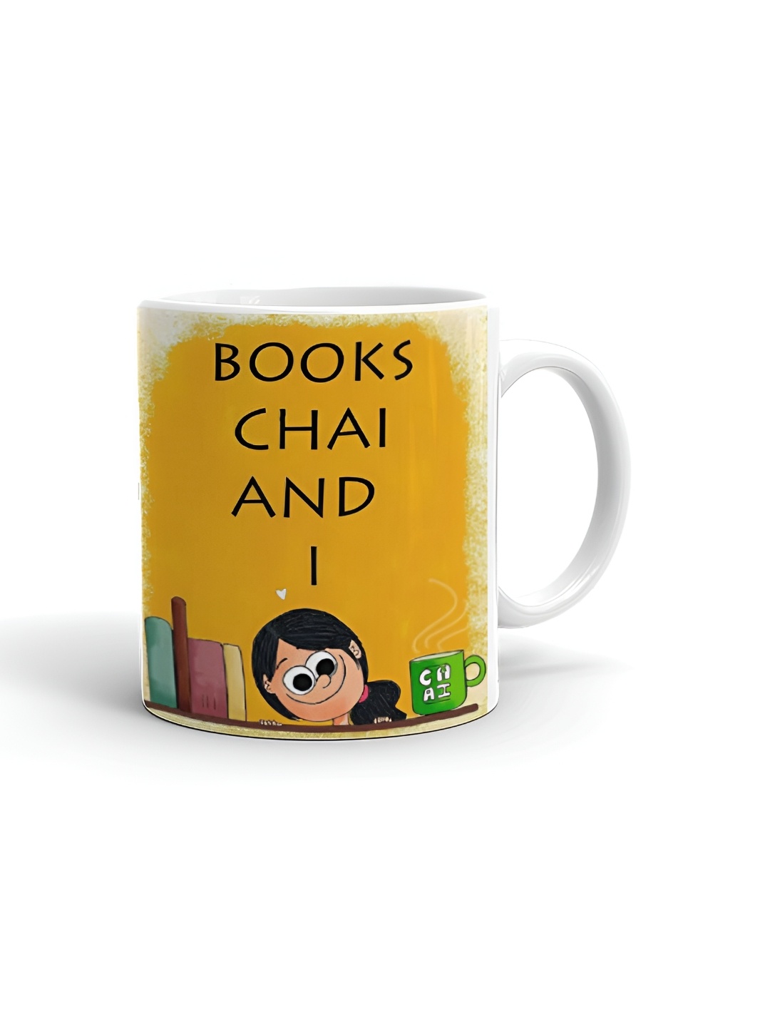 

Khakee White & Yellow Text or Slogans Printed Glossy Microwave Safe Mugs 325 ml