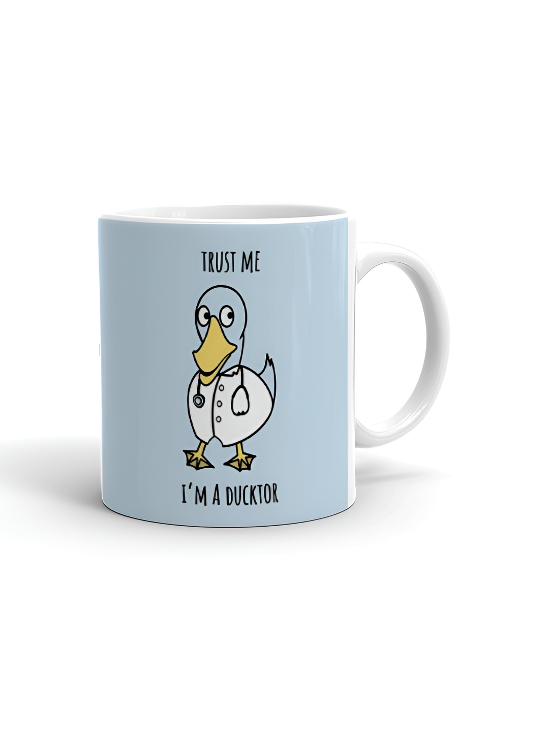 

Khakee White & Blue Printed Glossy Microwave Safe Mugs 325 ml