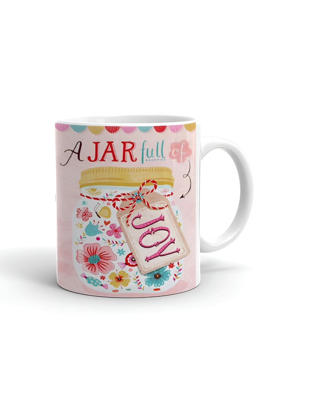 

Khakee White & Pink Text or Slogans Printed Ceramic Glossy Mug 325 ML