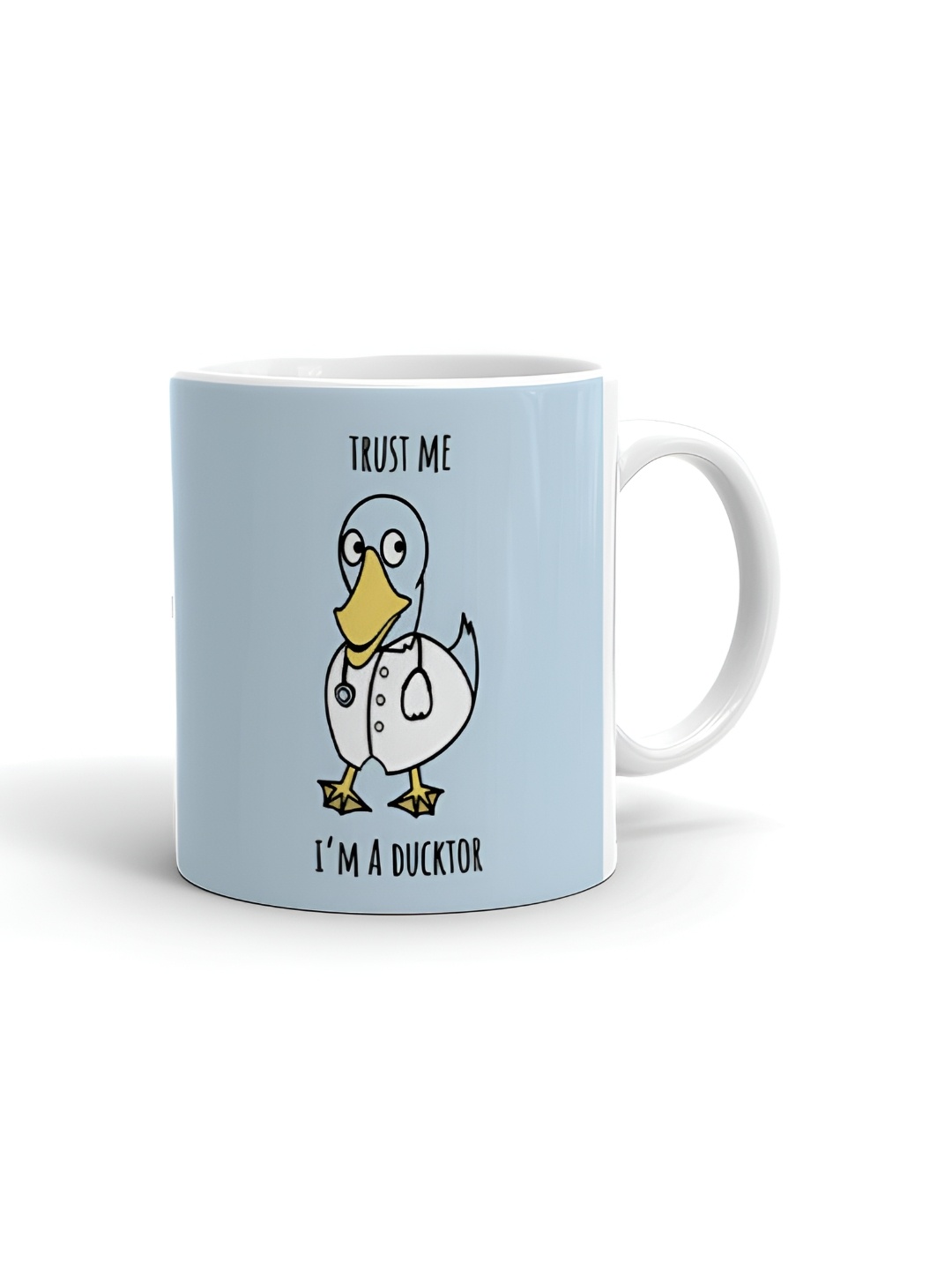 

Khakee White & Blue Printed Glossy Microwave Safe Mugs 325 ml