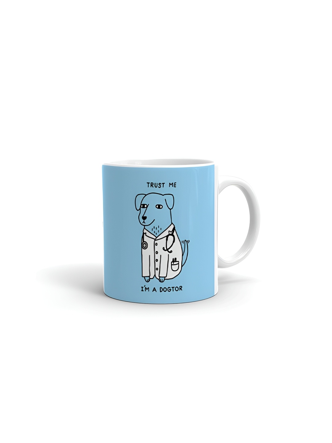 

Khakee White & Blue Printed Glossy Microwave Safe Mugs 325 ml