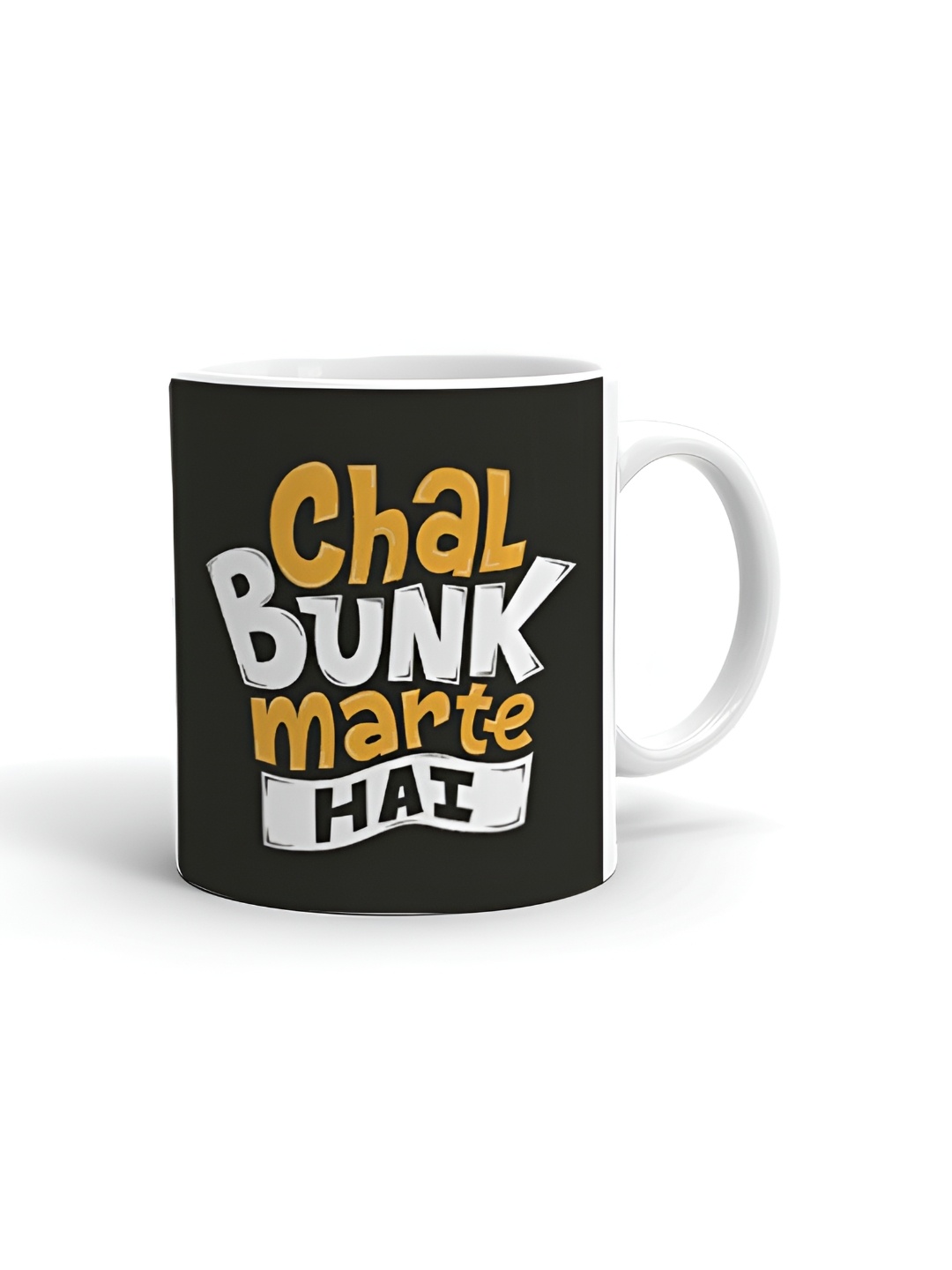 

Khakee White & Black Text or Slogans Printed Glossy Microwave Safe Mugs 325 ml