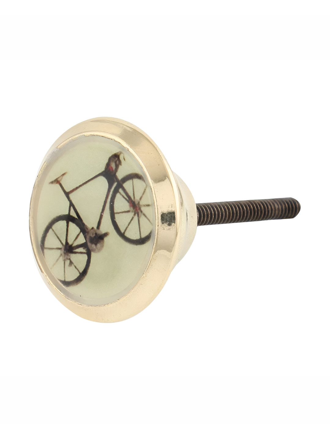

Indianshelf Bicycle Wheel-Designed Flat Metal Dresser Knob, Gold