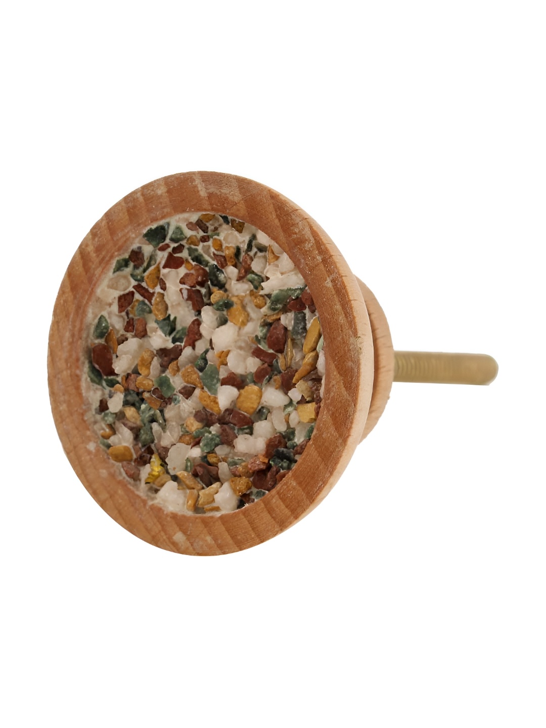 

Indianshelf Brown & Green Stone Embedded In Wooden Cabinet Knob