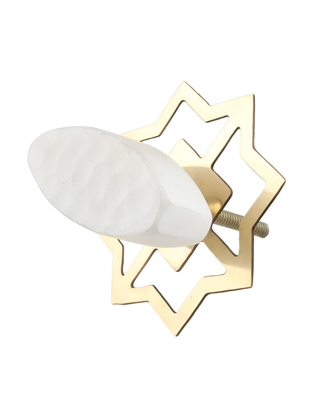 

Indianshelf White Oval Marble with Brass Plates Knob