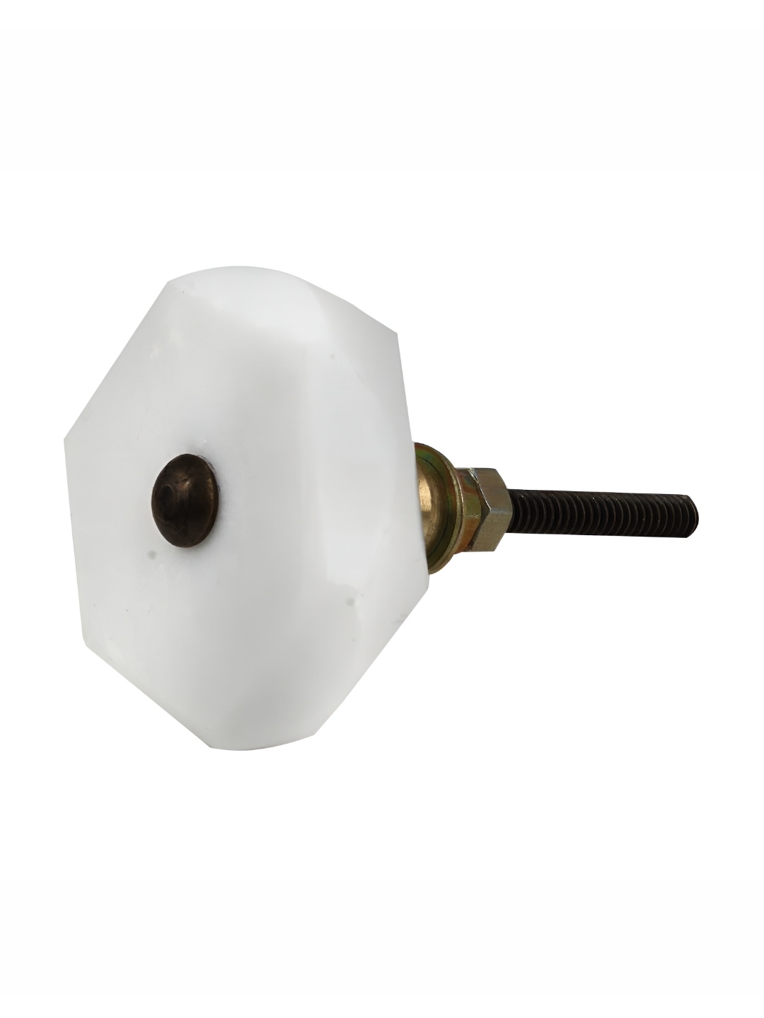 

Indianshelf White & Brown Rounded Hexagon Stone Cabinet Knobs