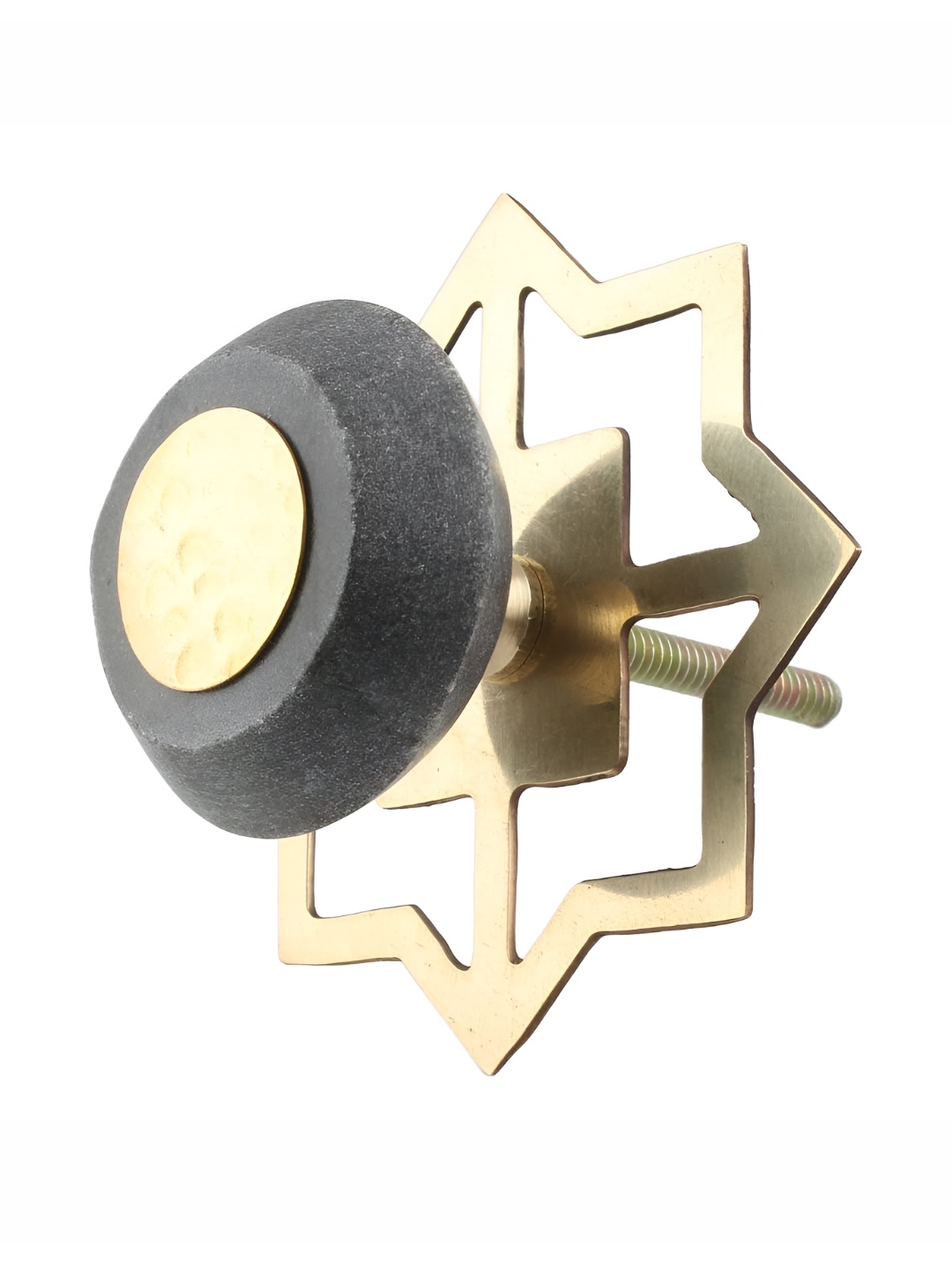 

Indianshelf Grey Electrum Plated Round Stone Cabinet Knob