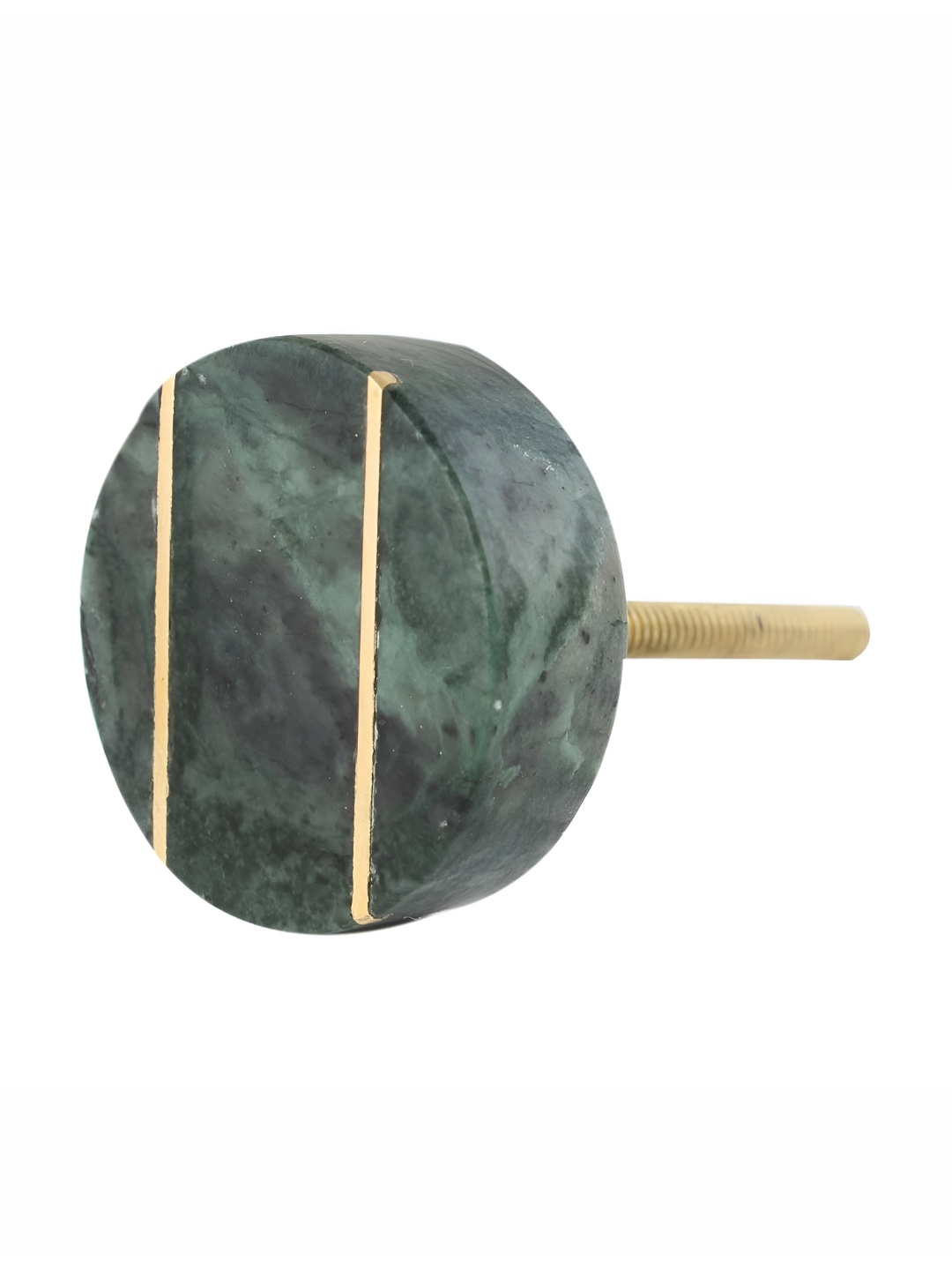 

Indianshelf Green Round Brass & Marble Stone Cabinet Knob